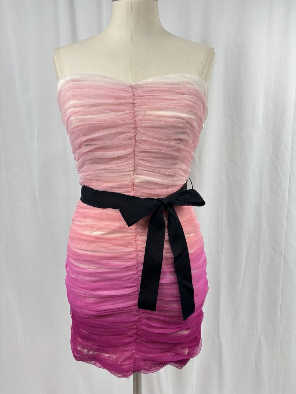 Georgina Chapman Of Marchesa Cocktail Dress Size 2 Strapless Pink Ruched Formal